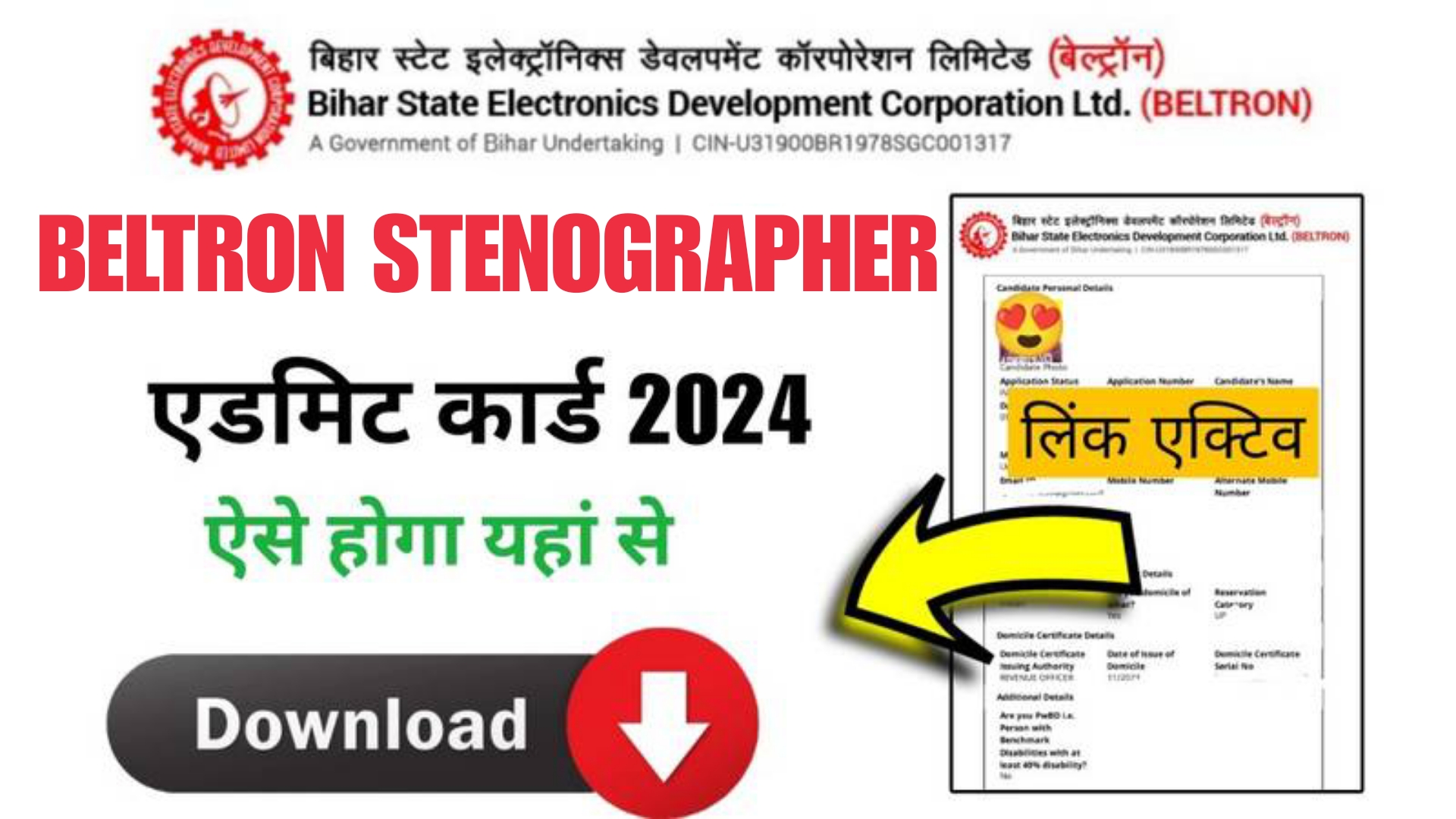 Bihar Beltron Stenographer Admit Card 2024