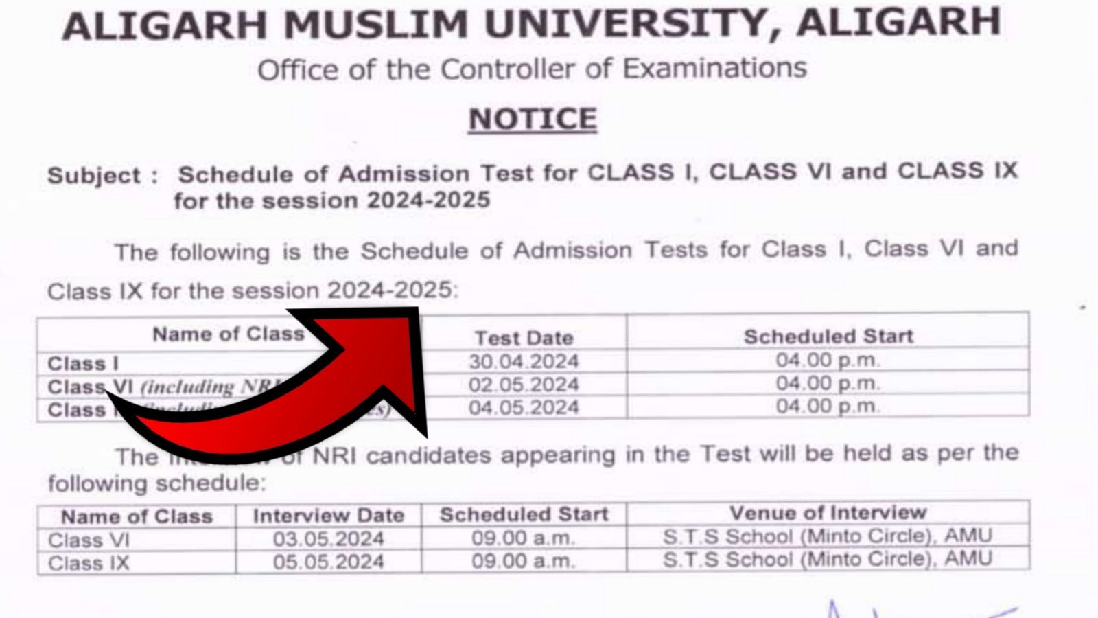 Aligarh Muslim University Entrance Exam 2024