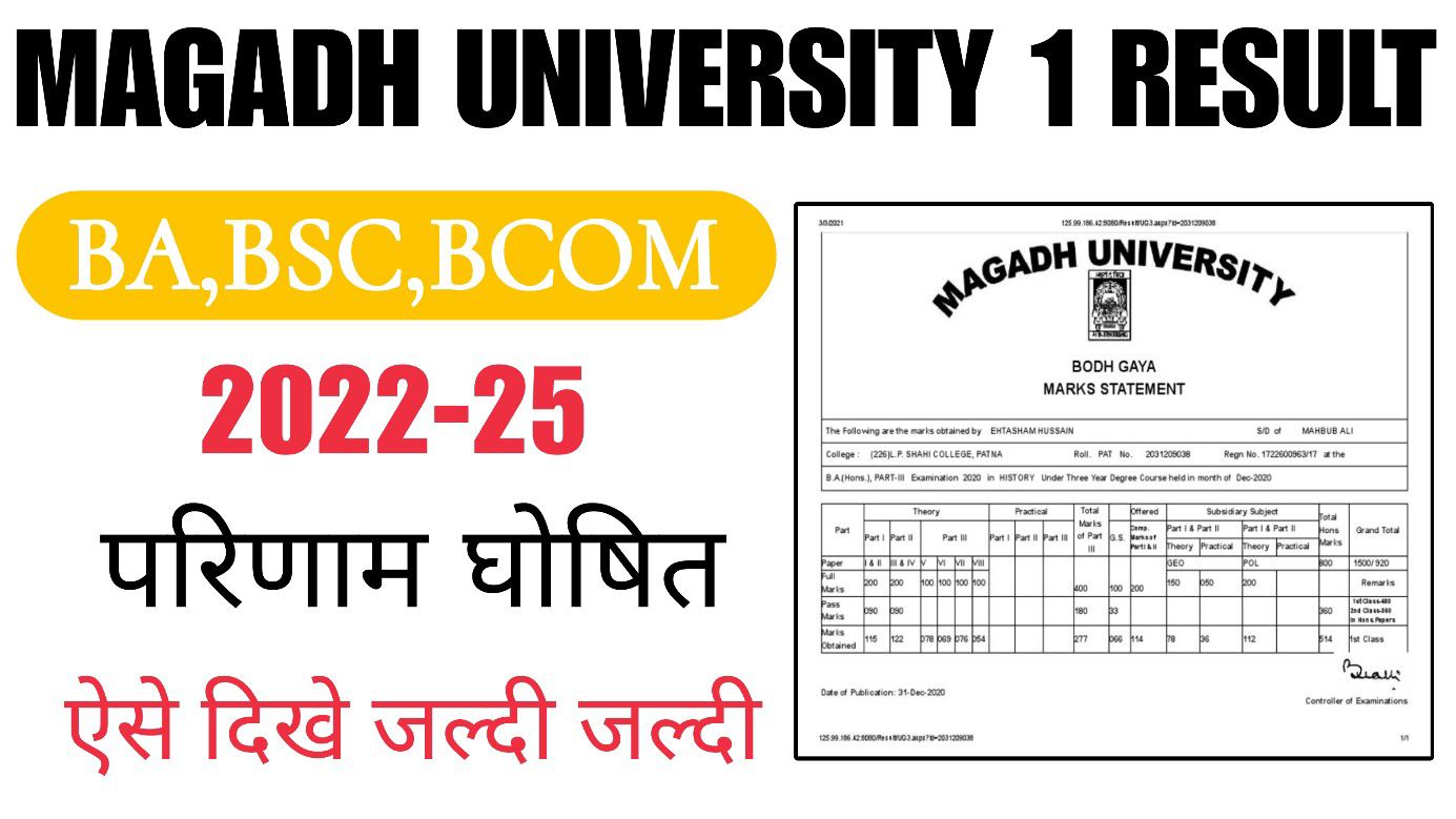 Magadh University Part 1 Result 2022-25