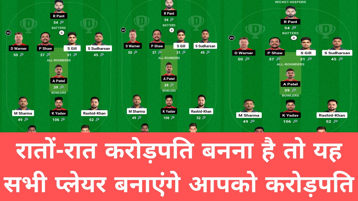 GT vs DC Dream11 Prediction in Hindi