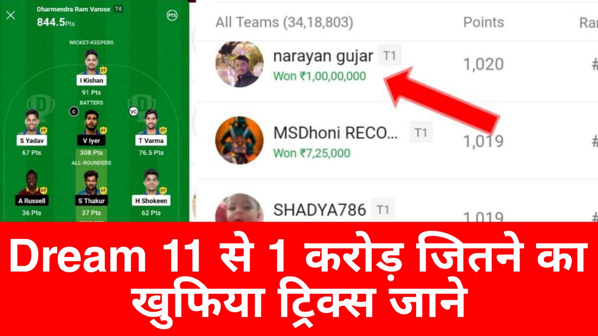 Dream 11 Me1 Crore Kaise jite