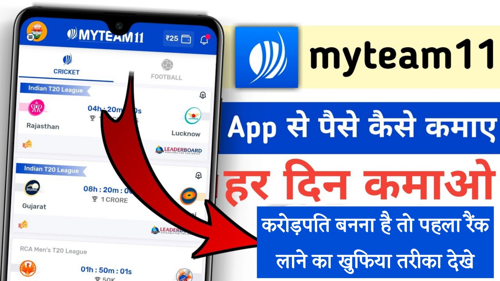 MyTeam11 App Se Paise Kaise Kamaye