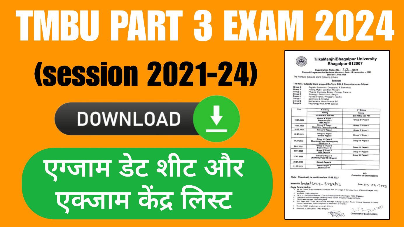 Tmbu Part 3 Exam Date 2021-24