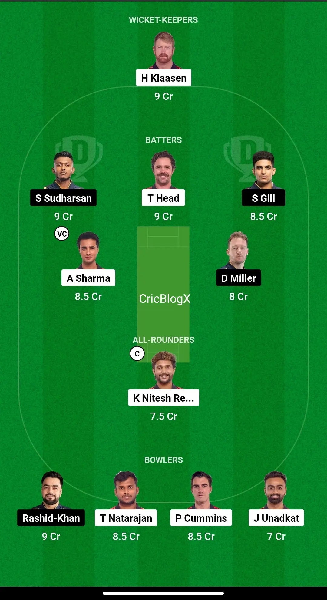 Srh Vs GT Dream 11 Prediction Team