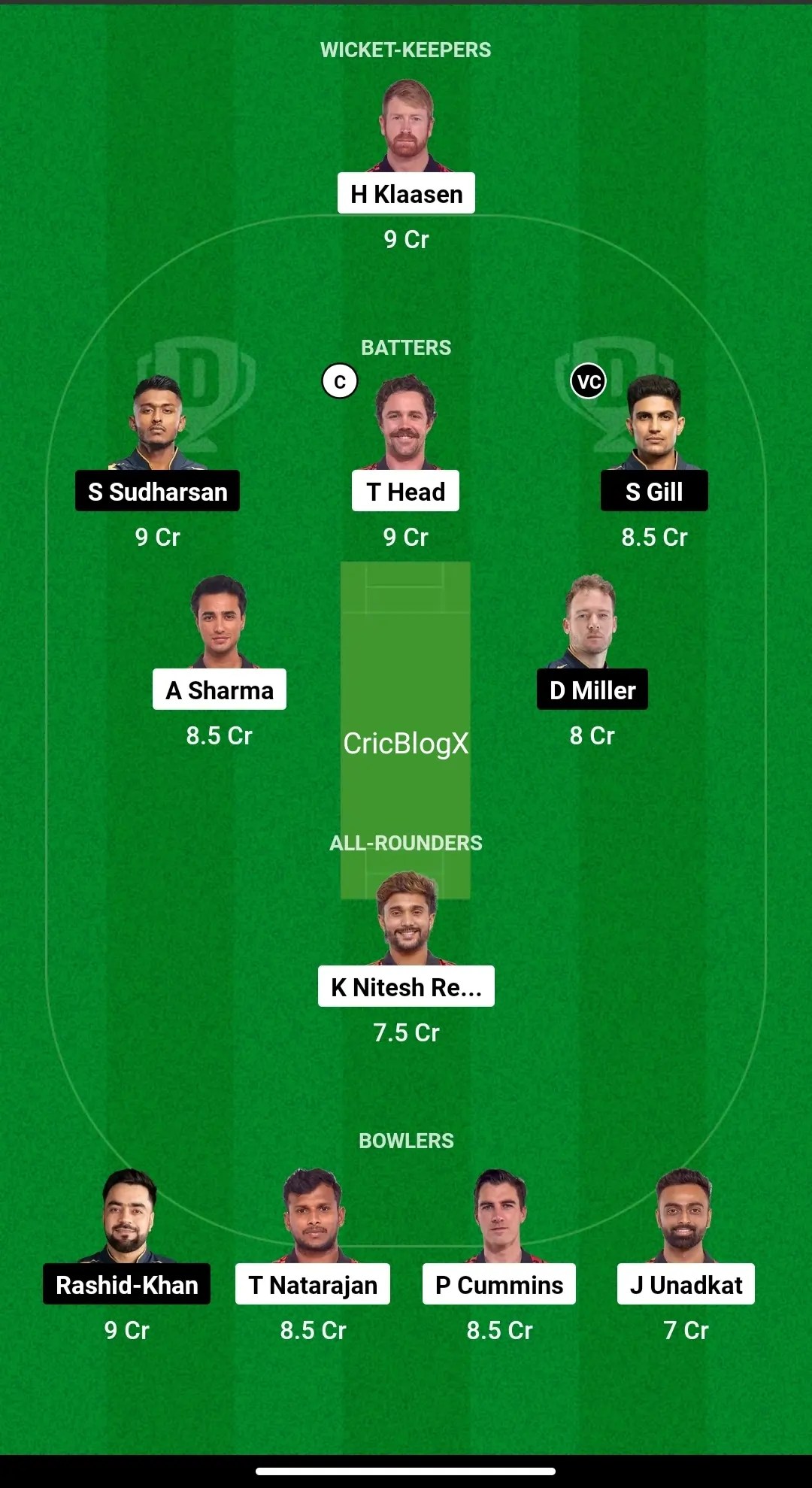 Srh Vs GT Dream 11 Prediction Team