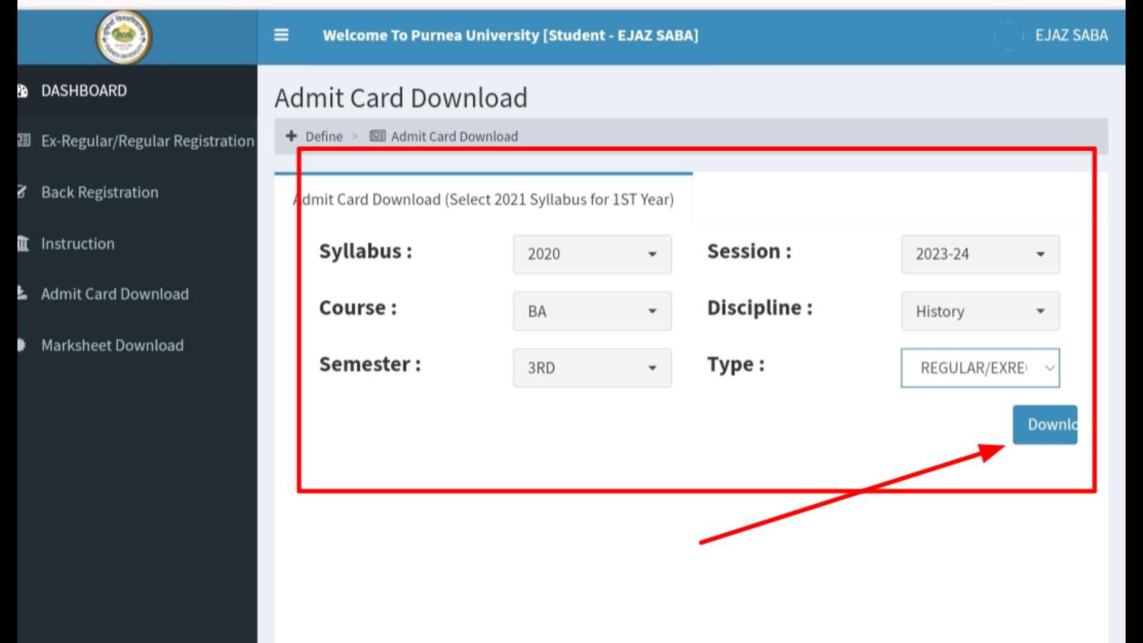 Purnea University Part 3 Admit Card 2024