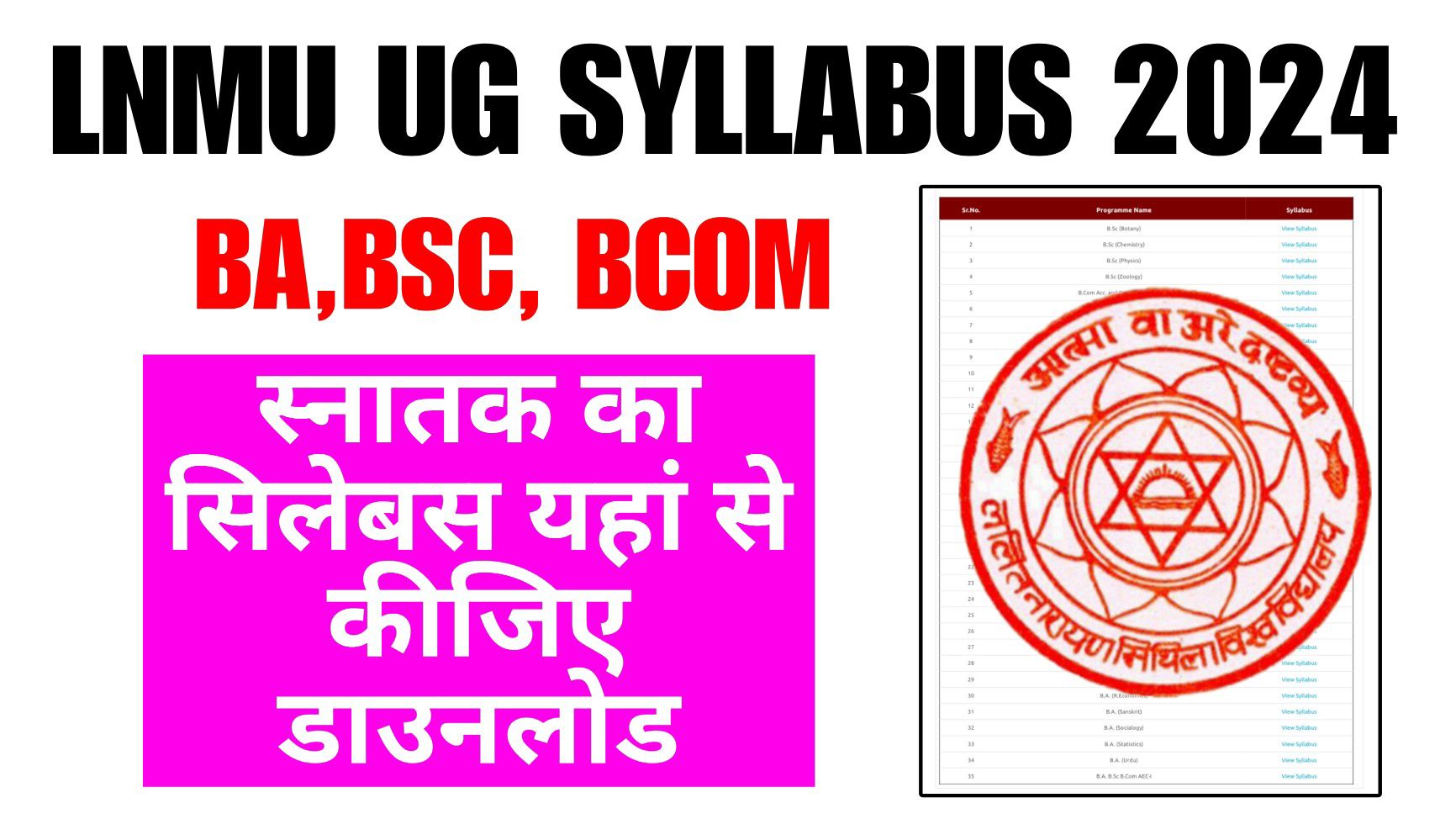 LNMU UG Syllabus 4 Years Course 2024