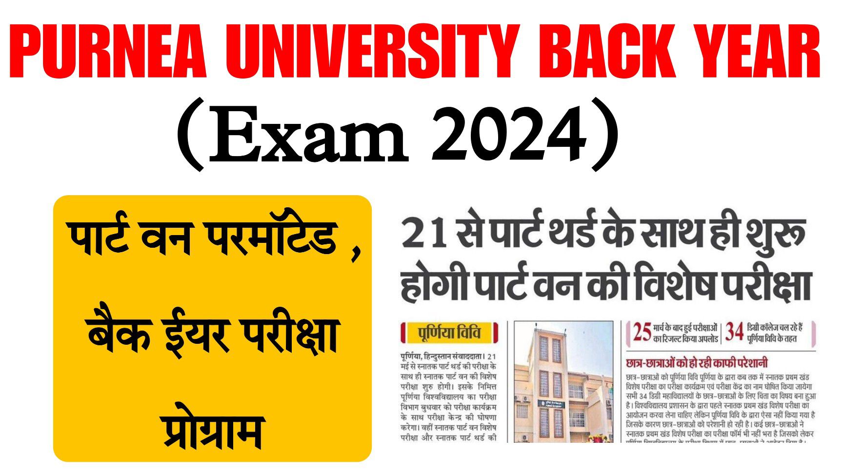 Purnea University Part 1 Back Year Exam Date 2024