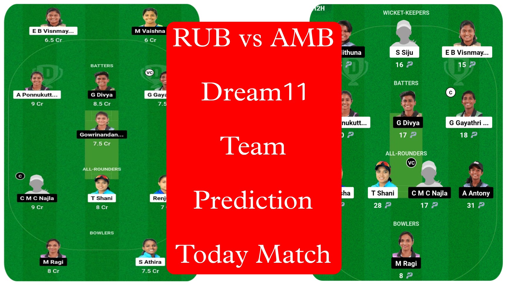 RUB vs AMB Dream11 Team Prediction Today Match