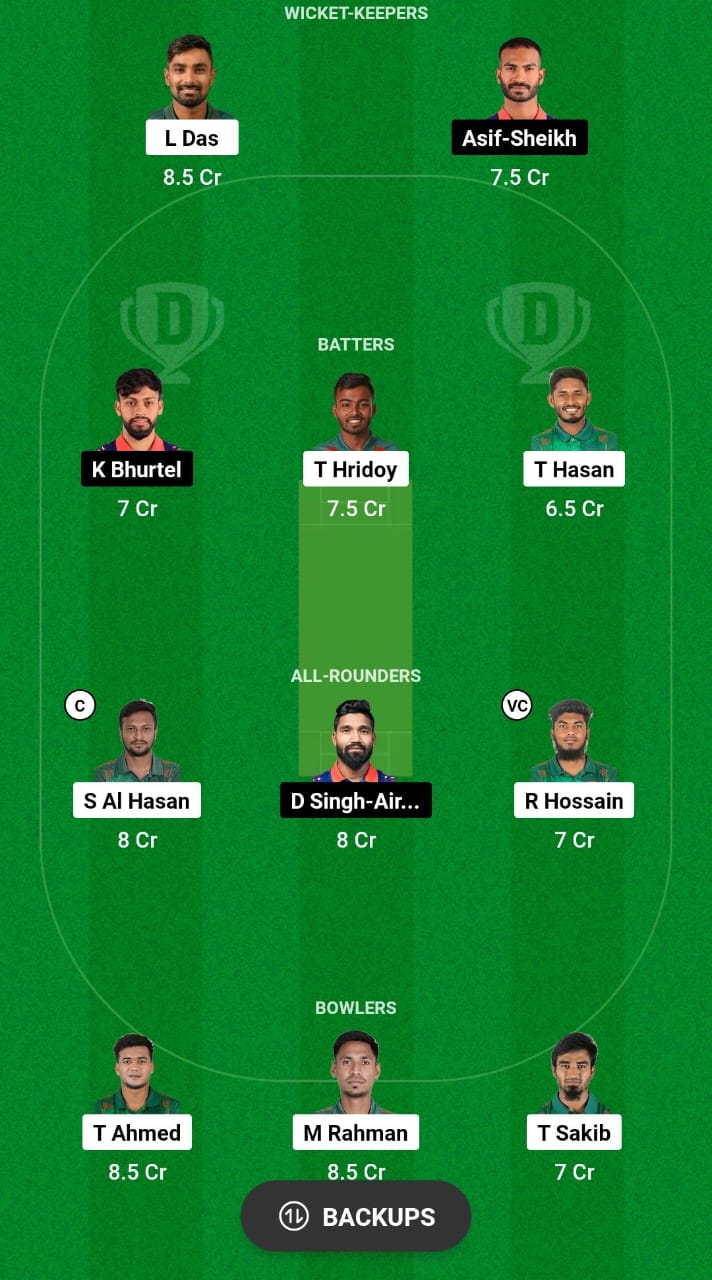 Bengladesh Vs Nepal Best Dream11 Team