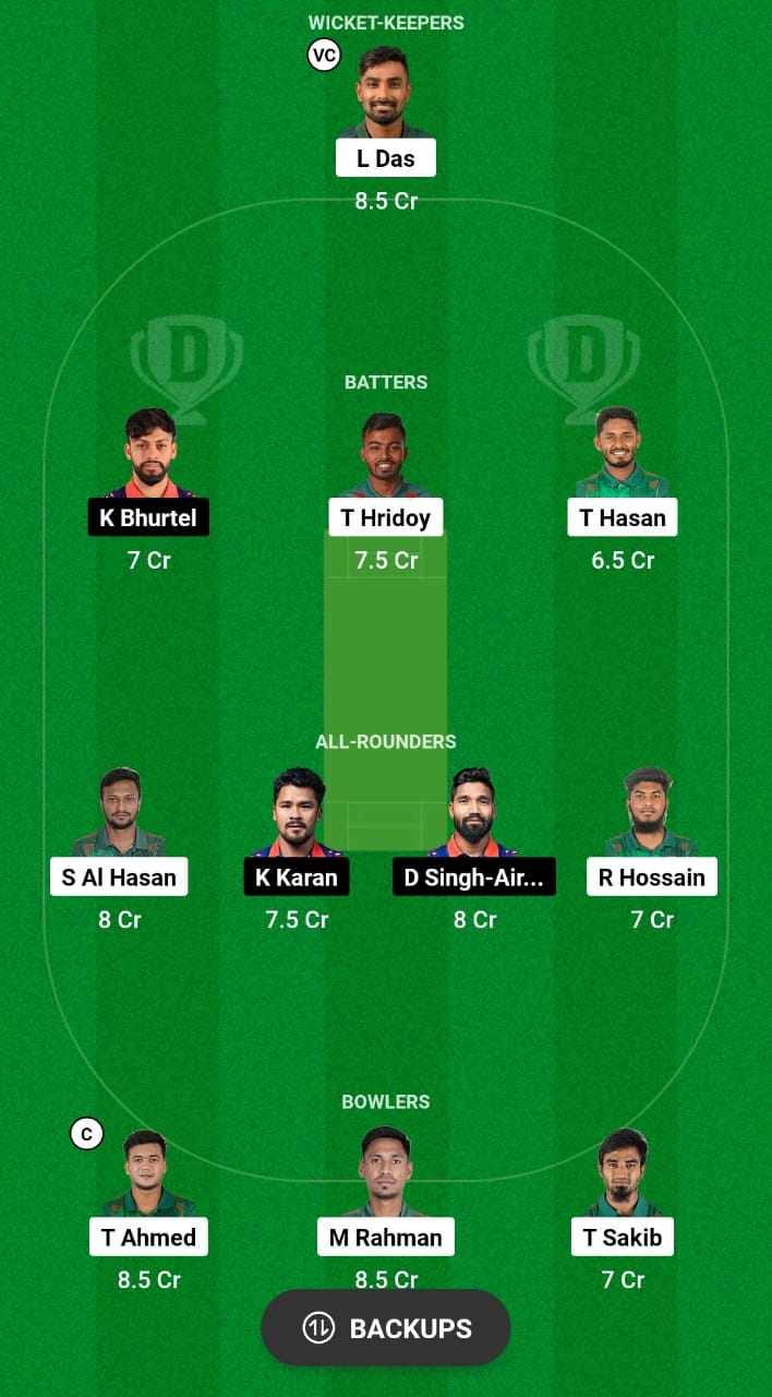 Bengladesh Vs Nepal Best Dream11 Team