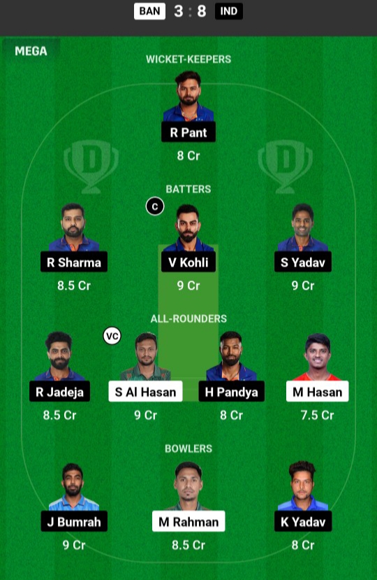 IND vs BAN Dream11 Team 2