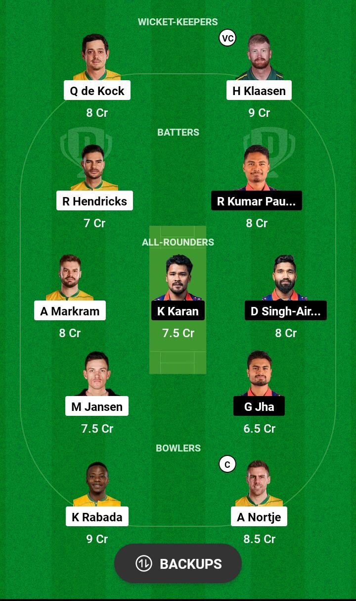 SA VS NEP Dream 11 Team