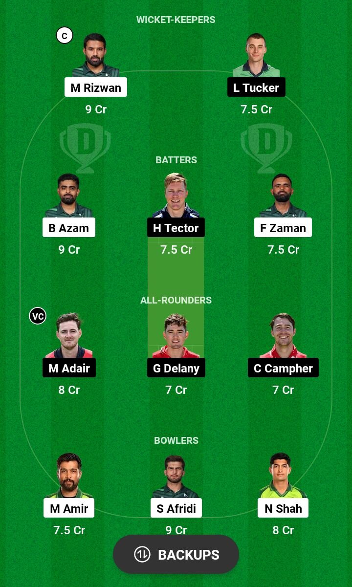 Pak VS Ire Dream11 Best Team