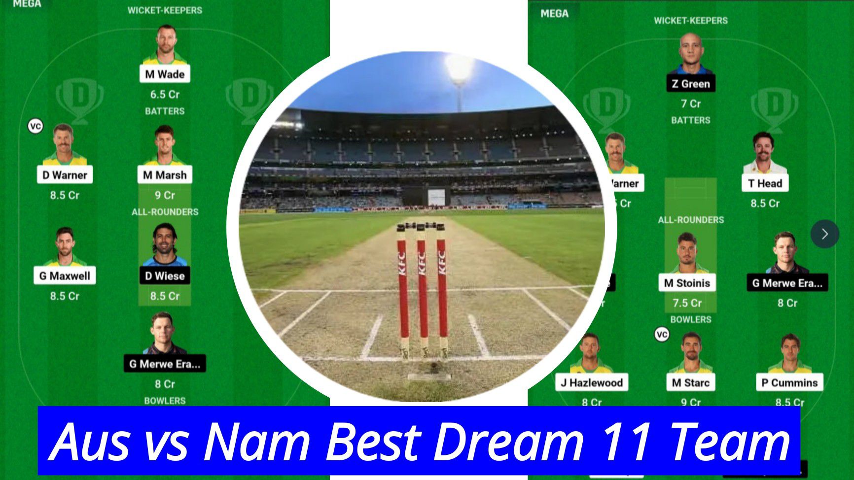 AUS VS NAM Dream11 Team