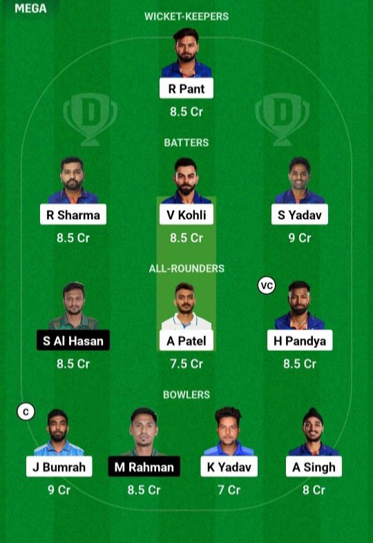India Vs Bangladesh Best Dream11 Team