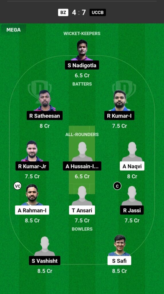 BZ vs UCCB Dream11 Prediction