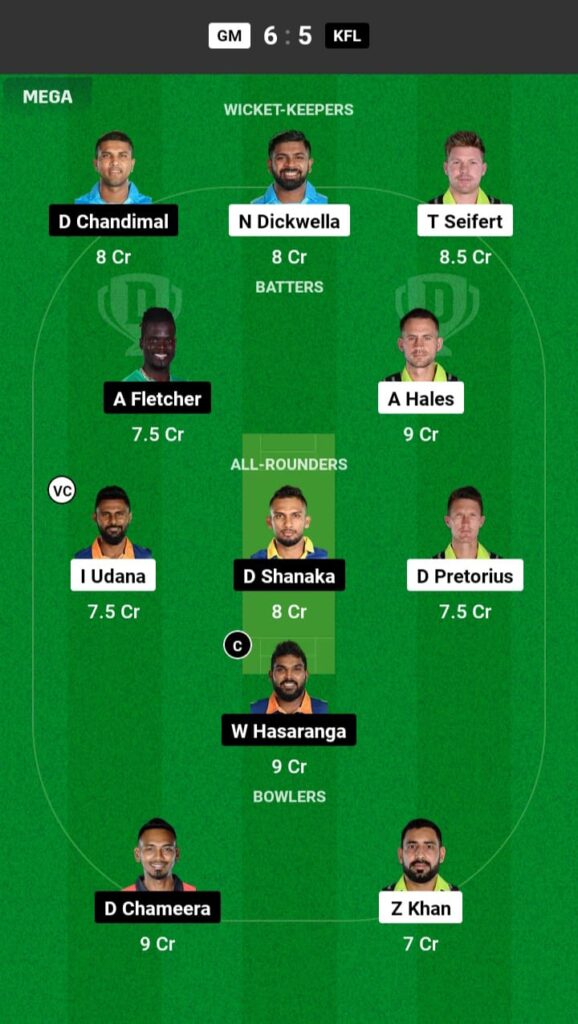 GM vs KFL Dream11 Prediction Hindi