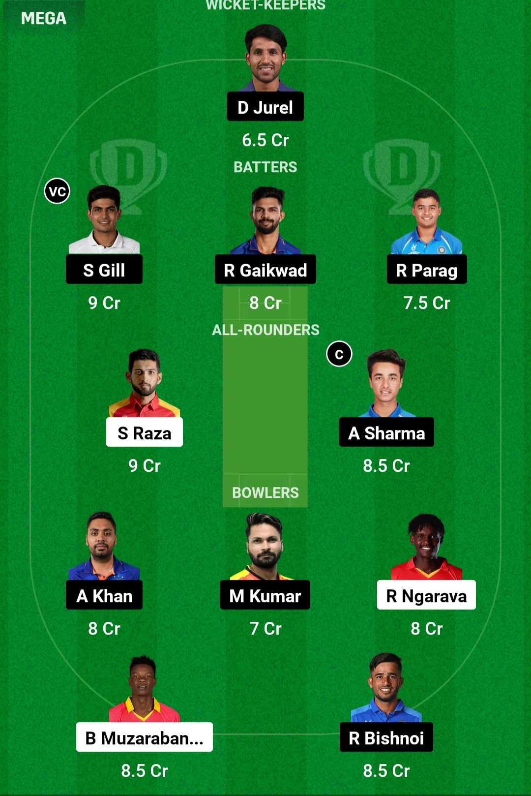 IND VS ZIM Best Dream11 Team 