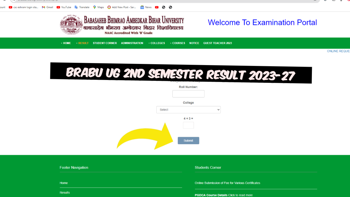 BRABU UG 2nd Semester Result 2023-27